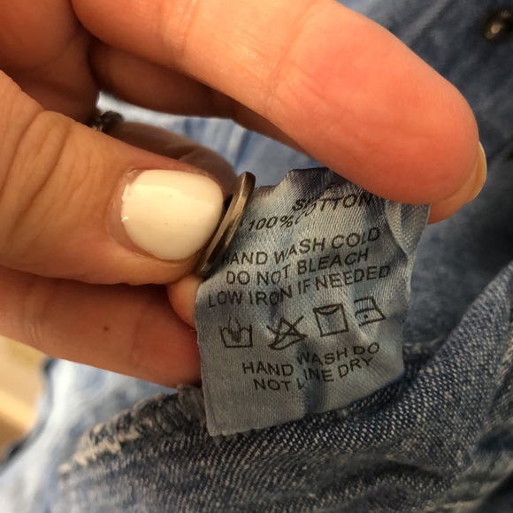 Aaron & Amber size large soft denim distressed frayed romper adjustable - Picture 6 of 6